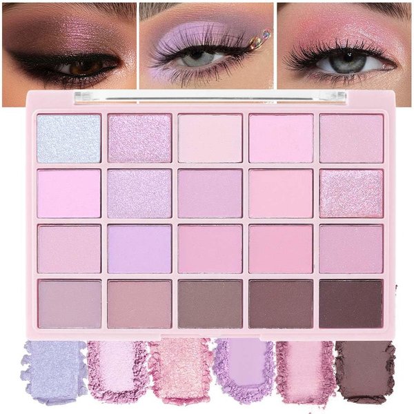 WanTuoluo 20 Nude Brown Pink Matte Shimmer Eyeshadow Palette for Eye Makeup,High Pigmented Beige Purple Tan Eye Shadow Primers Powder Palet de sombras de ojos (04# Light Lavender)