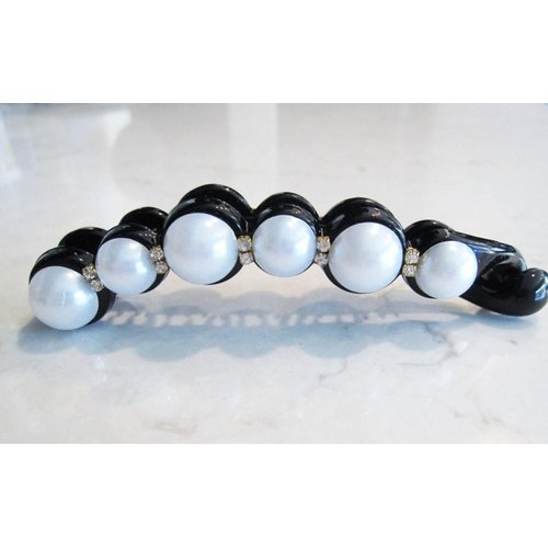 Generic Slim pearl and crystal banana hair claw clamp clip