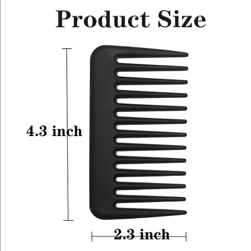 Mini Wide Tooth Comb,Small Travel Purse Hair Detangling Comb Beard Comb for Curly Wavy Hair Portable Care Comb Shower Comb Travel Combs for Men Women - Best Styling Comb for Wet,Dry,Long Hair (Black)