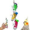 Bonka Bird Toys 2333 Sneaker Chain Chew Forage Shred Acrylic Rings Laces Aglets Cockatiel Parakeet Conure and Other Similar Sized Birds Made in The USA