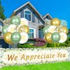 We Appreciate You Decorations Sage Green Appreciate You Banner Yard Sign with 18 Pcs Balloons Thank You for All You Do Banner Employee Staff Gifts Teacher Eucalyptus Leaves Appreciation Party Decor