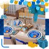 Maxcheck 100 Pcs Hanukkah Paper Plates 9" and 7" Disposable Hanukkah Dinner Plates Happy Hanukkah Blue and White Chanukah Themed Party Supplies Favors Decorations