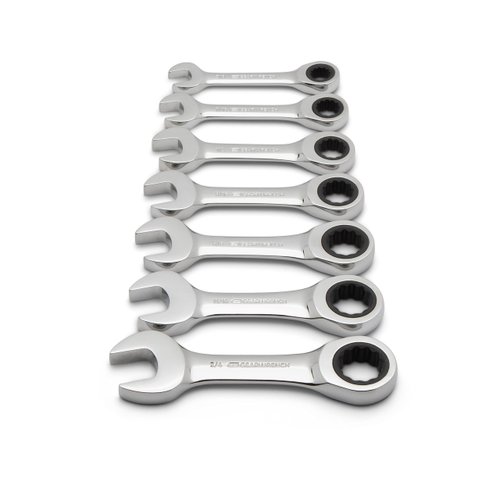 GEARWRENCH 7 Pc. 12 Pt. Stubby Ratcheting Combination Wrench Set, SAE - 9507D