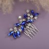 Teyglen Blue Rhinestone Bridal Side Comb Crystal Bride Wedding Hair Comb Sparkly Hair Accessories Rhinestone Headpiece for Women Hair Piece (Blue)