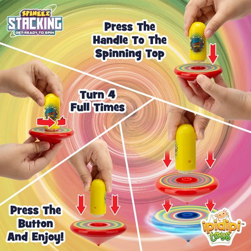 IPIDIPI TOYS Spineez Stacking Spinning Tops for Kids - Set of 3, 15 Pieces UFO Spinner Toys - Stocking Stuffers for Kids Party Favors, Goodie Bags, School Prize Box, Birthday Goodie Bag Fillers