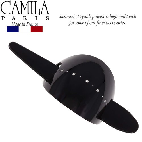 Camila Paris CP2644 French Hair Barrette with Stick, Hair Ponytail Holders, Amber, Slide Hair Pins for Buns Chignon, Strong Hold Hair Bun Clip, No Slip Hair Accessories for Women, Made in France