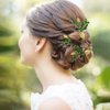 3 Pcs Gold Leaf Bride Hair Pins Green Crystal Rhinestone Hairpins Bridal Hair Pieces Wedding Hair Clips Party Hair Accessories for Women and Girls