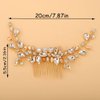 Teyglen Bridal Crystal Hair Comb Headband Gold Rhinestone Hair Comb Wedding Champagne Teardrop Crystal Hair Pieces Hair Jewelry for Bride Women Girls
