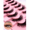 7 Pairs Cat-Eye Lashes Flu-ffy 16mm Fox Eye Lashes Curly Volume Eyelashes Faux Mink Lashes that Look Like Extensions Lashes Wispy False Eyelashes Natural Look(Z11)