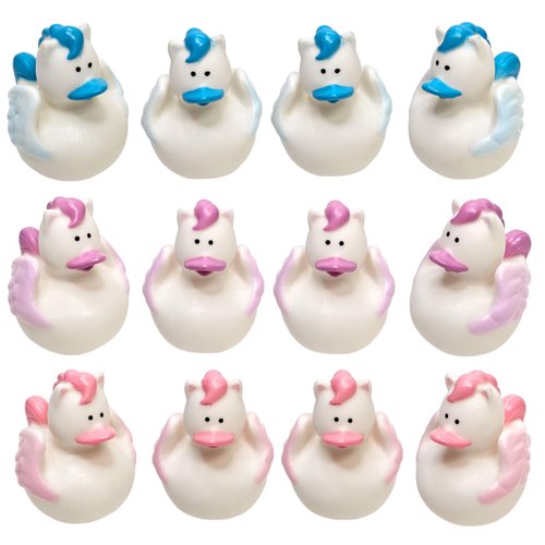Pegasus Rubber Ducks (2") (12 Pack) Fun Fantasy Play and Carnival Game Prize. Bath Tub Toys and Jeep Duck Ducking.