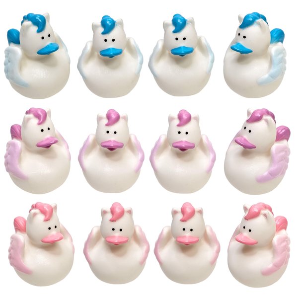 Pegasus Rubber Ducks (2") (12 Pack) Fun Fantasy Play and Carnival Game Prize. Bath Tub Toys and Jeep Duck Ducking.