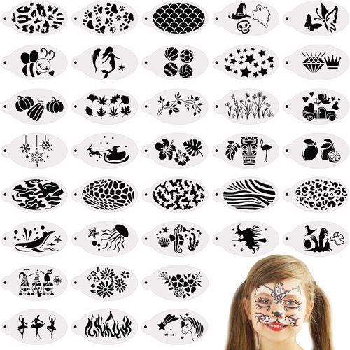 36 Pcs Face Paint Stencils Reusable Makeup Temporary Tattoos Stencils Body Face Painting Stencils...