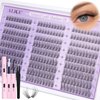 ALICE Natural Lash Clusters Kit Wispy Lash Extension Kit Thin Band Cluster Eyelash Extension Kit 270pcs C Curl 10-14mm Individual Lashes with Lash Glue Bond and Seal Self Application at Home