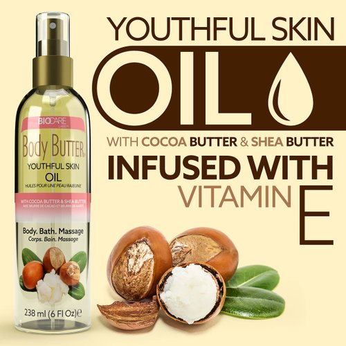 Body Butter Youthful Skin Oil with Cocoa Butter & Shea Butter Infused with Vitamin E - 6 oz