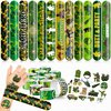 Cherisnowy 48 Military 24PCS MilitaryTemporary Tattoos Sticker 24PCS Slap Bracelets Perfect for Themed Birthday Party Favors Baby Showers or Classroom Rewards Ideal Decor and Gifts for Girls and Boys