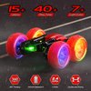 28°C RC Cars, Remote Control Cars Toys for Boys 8-12, Rotating Stunt Cars with Headlight Wheel Light, Double-Sided Driving 360°Flips Rotating Car Toy for Kids Birthday (Red)