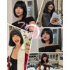 YYHR Short Bob Wig With Bangs 10" Light Yaki Straight Synthetic Hair Wigs Cut Short Black Bob Wigs With Bangs Daily Costume Wig Hair Replacement Wigs Heat Resistant (10 Inch,1B)