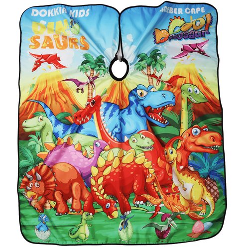 DOKKIA Barber Hair Cutting Cape Kids Children Toddler Boys Girls Hairdressing Salon Styling Cloth Apron Cover Gown with Neck Duster Brush Green Dino Dinosaur World
