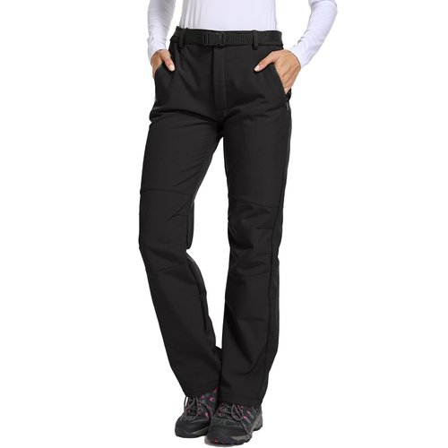Jessie Kidden Women's Waterproof Pants Hiking Ski Snow Fish Fleece Lined Insulated Outdoor Golf Travel Pant (801F Black M 10)