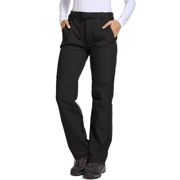 Jessie Kidden Women's Waterproof Pants Hiking Ski Snow Fish Fleece Lined Insulated Outdoor Golf Travel Pant (801F Black M 10)