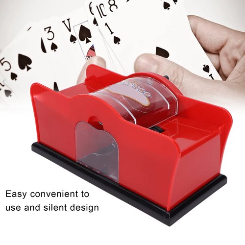 FILFEEL Manual Card Shuffler, 1‑2 Deck UNO Card Shuffler, Hand Crank Card Shuffler, for UNO, Poker, Phase 10, Skip-Bo, Blackjack, Cards Game, for Family Party Games(red)