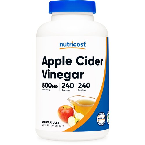 Nutricost Apple Cider Vinegar Capsules 500mg, 240 Vegetarian Capsules - Natural, Vegetarian, GMP, Non-GMO and Gluten Free