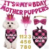 JOTFA Dog Birthday Decorations, Multi Sizes Dog Birthday Bandana Girl Dog Birthday Hat Crown Bow Tie Birthday Numbers It’s My Bday Mother Puppers Sign Banner for Small Dogs Pets (Pink, Small)