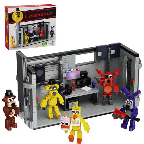 Five Nights Security Room Action Figure Building Block Set, 5 in 1 Monster with Stage Horror Game Toys, Compatible with Lego, Suitable for Fans Boys Girls Stage Halloween (545 PCS)
