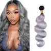 Gray Bundles Ombre Body Wave Bundles Human Hair 8A Two Tone Black And Silver Bundles Human Hair 1 Bundle 30 Inch Two Tone Grey Body Wave Bundles Remy Hair Extensions