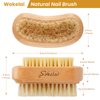 2 Pieces Natural Wooden Bristle Nail Brushes for Cleaning Fingernail and Toenail Non-Slip Two-Sided Grip Hand Foot Nail Brush Set Manicure Pedicure Scrubber Supply Men Women Girls