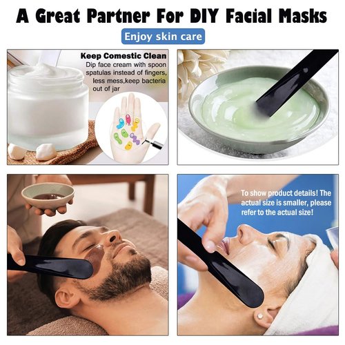 AKOAK 10 Pcs 10.8cm Mask Stick Makeup Spatula DIY Plastic Mask Stirring Spatula Makeup Tool (Black)