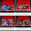 Haxtec Mystery Metal DND Dice Set with Wood Dice Case DND Gifts for Players Men Dual-Purpose Wooden Dice Box with Metal D&D Dice Set TTRPG Accessories