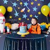 9 Pack Space Tablecloths for Round Table, Space Explore Theme Plastic Round Table Cover for Galaxy Theme Party, Outer Space Stars Theme Birthday Decorations, Kids Birthday Party Supplies, 84x84''