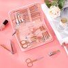 Manicure Set Pedicure Kit Womens Nail Clippers Set 32 in 1 Professional Grooming Care Tools Nail Kit Including Facial, Fingernails and Toenails Care with Travel Case Women (Rose Pink_32 in 1)
