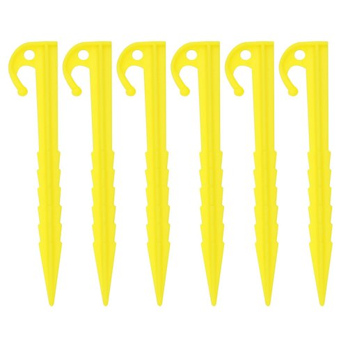CamDesign 6PC Visible Yellow Plastic Universal Tent Pegs Ground Nail Stakes for Camping Gardening DJI Drone Landing Pad Canopies Landscaping Outdoor
