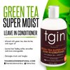 tgin Green Tea Super Moist Leave in Conditioner for Curly, Coily and Wavy Hair, with Argan Oil, Shea Butter and Green Tea, Moisturizes and Nourishes Dry Hair, 13 oz