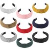 Funtopia Knotted Headbands for Women Girls, 9 Pcs Wide Plain Turban Headband Fashion Cross Knot Hair Bands with Solid Colors