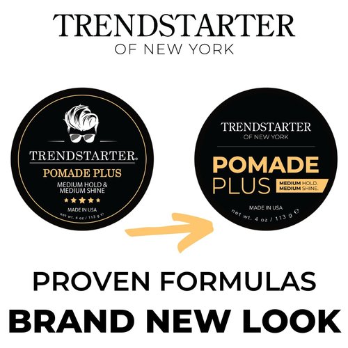 TRENDSTARTER - POMADE PLUS (4oz) - Medium Hold - Medium Shine - Premium Flake-Free Water-Based Premium Hair Styling Gel Product for All Hair Types - All-Day Reliability