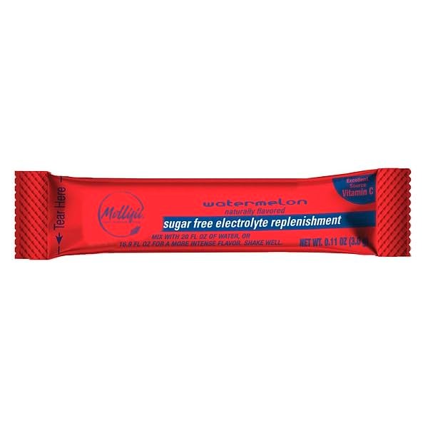 MOLLIFII Sports Drink Mix, Single Serve Powder Mix, Sugar Free, Watermelon, 50 PK, Mfr: 159060097-A