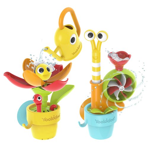 40218 YOOKIDOO Ephemeral Garden Baby Bath Toy with Garden Theme - Bath and Shower Game - Watering Can, Snail, Flowers - Baby Gift from 18 Months