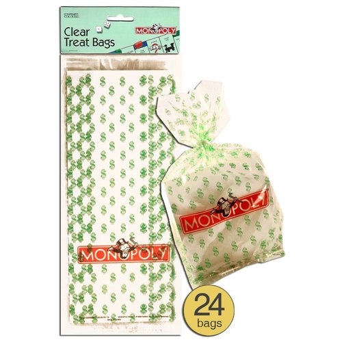 Monopoly Money Design Clear Cellophane Cello Bags, Pack of 24