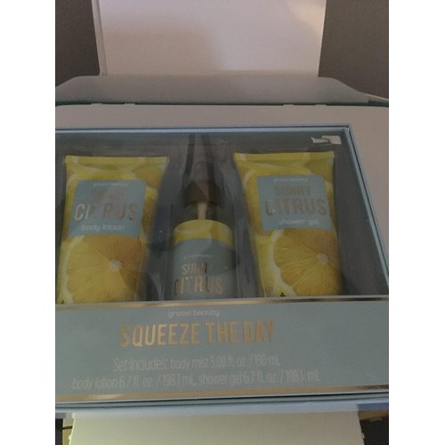 SQUEEZE THE DAY SUNNY CITRUS BODY LOTION 6.7 FL OZ-BODY MIST 5.08 FL OZ- SHOWER GEL 6.7 OZ SET