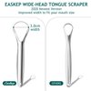 Tongue Scraper (2 Pack), Wide-head Tongue Cleaner with Nice Carrying Box, Easkep 100% Stainless Steel Tongue Scrapers Cleaners, for Men, Women, Adults, Kids