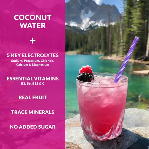 Reef Replenish Hydrating Electrolyte Drink Mix - Wildberry, 30 Servings - Hydration Powder w/Coconut Water - Non-GMO, No Added Sugar, 5 Key Electrolytes + Vitamins, Natural Trace Minerals, USA Made