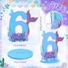 Wonderjune Mermaid Birthday Number Sign Centerpiece for Girls Wooden Mermaid Party Number Table Sign Decoration Mermaid Party Supplies for Birthday Anniversary(Number 6)