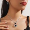 Denifery Bridal Necklace Earrings Set Crystal Wedding Jewelry Set Heart Pendant Choker Earrings Rhinestone Choker Necklace for Women (Black)