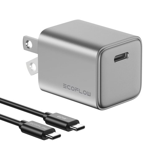 EF ECOFLOW Rapid 20W GaN USB C Charger with Cable,Fast Type C Charging Block Plug for Rapid Compatible with iPhone 15/15 Pro/14/14 Pro Max/13, Galaxy, iPad