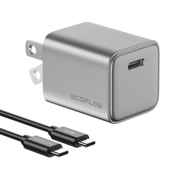 EF ECOFLOW Rapid 20W GaN USB C Charger with Cable,Fast Type C Charging Block Plug for Rapid Compatible with iPhone 15/15 Pro/14/14 Pro Max/13, Galaxy, iPad