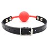 Tabuy PU Leather Paly Buckle Belt Silicon Mouth Ball Open Breathable Mouth Gag For Men Woman (Red)