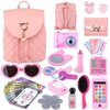 Gifts2U Backpack Purse Play Set, Backpack Purse Toys for Ages 3 4 5 6, My First Purse Toy with Camera, Earphone, Smartphone, Makeup Set, Sunglasses, Wallet, Car Keys, Credit Cards and Play Money